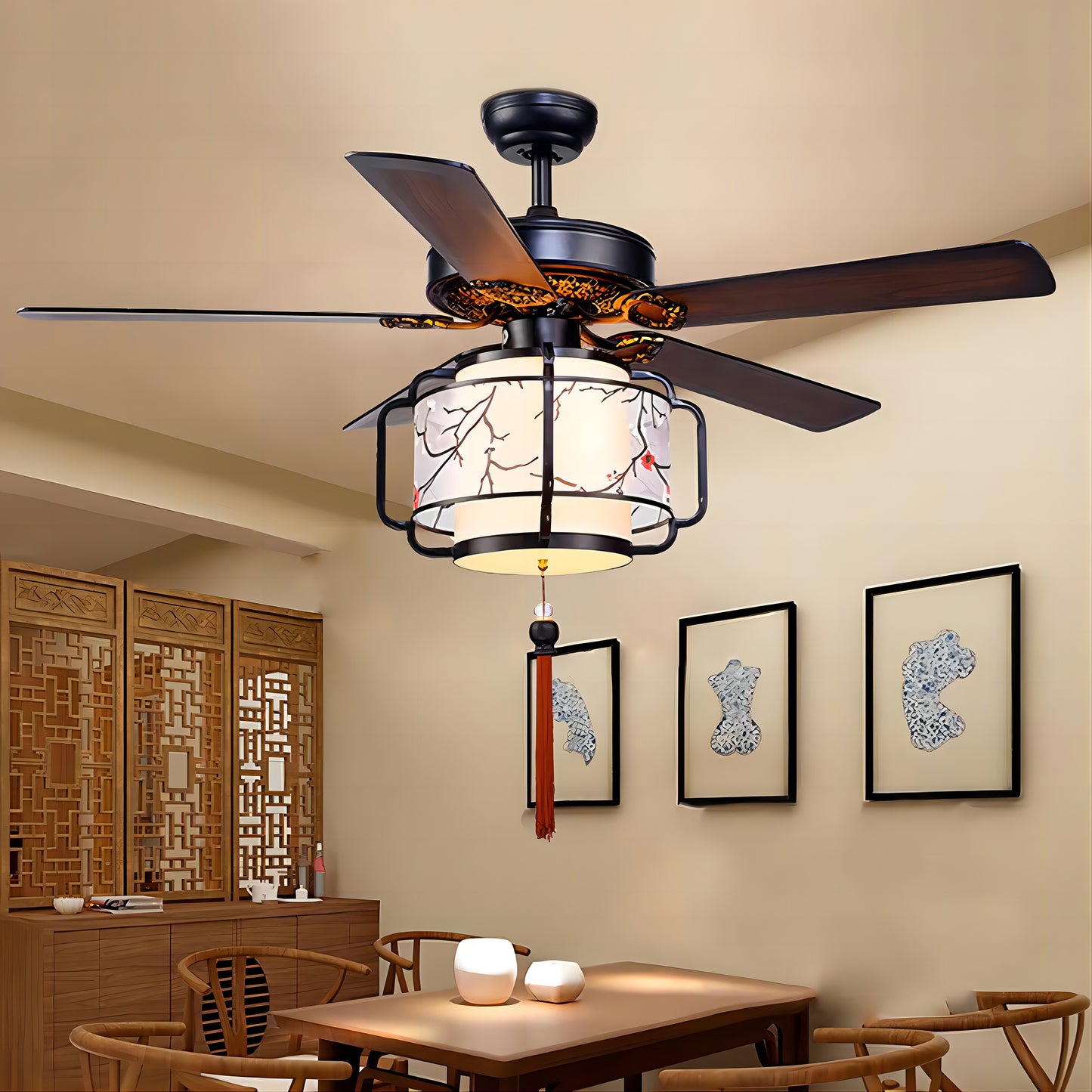 Chinese Lantern Ceiling Fan-B