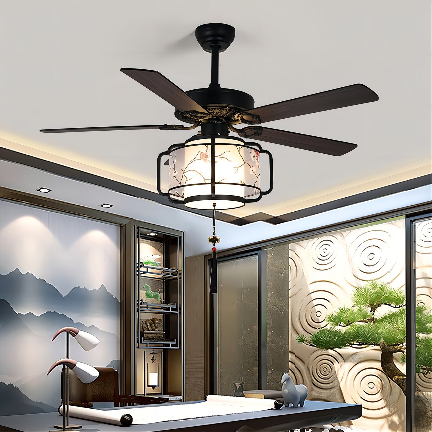 Chinese Lantern Ceiling Fan-B