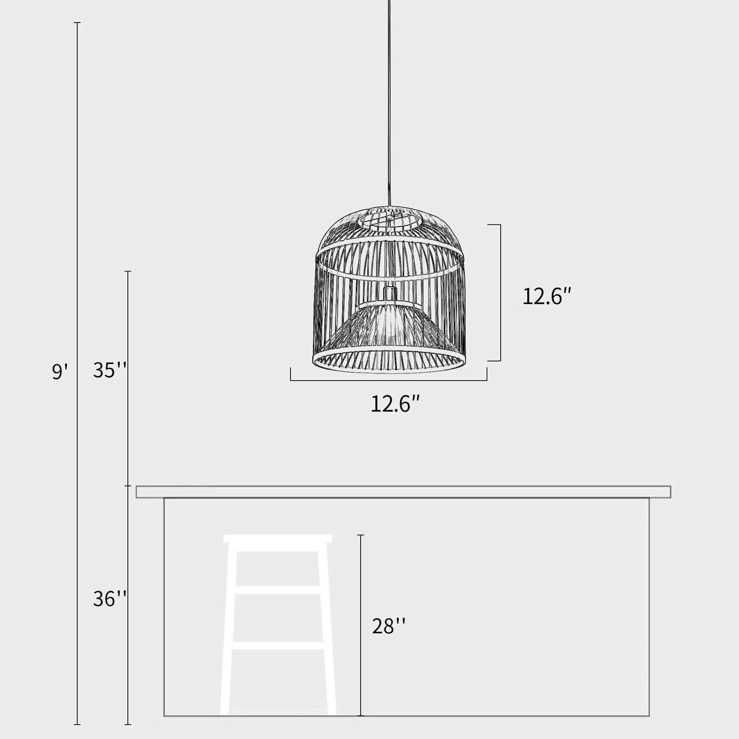 Hand-woven Rattan Chandelier-A