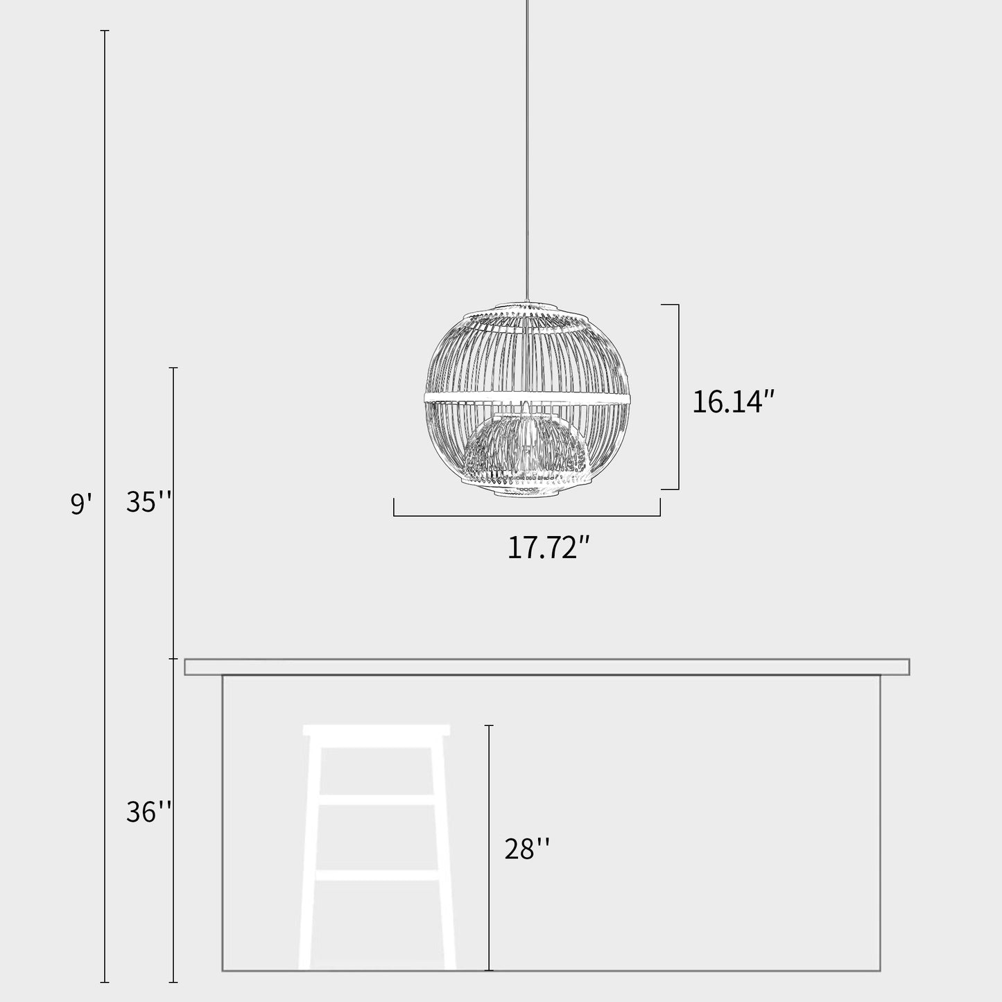 Hand-woven Rattan Chandelier-B