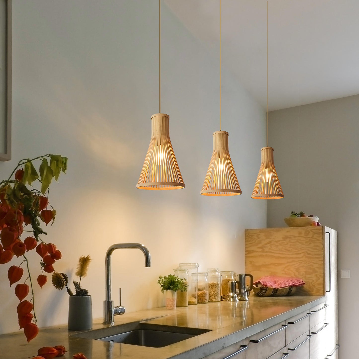 Hand-woven Rattan Chandelier-C