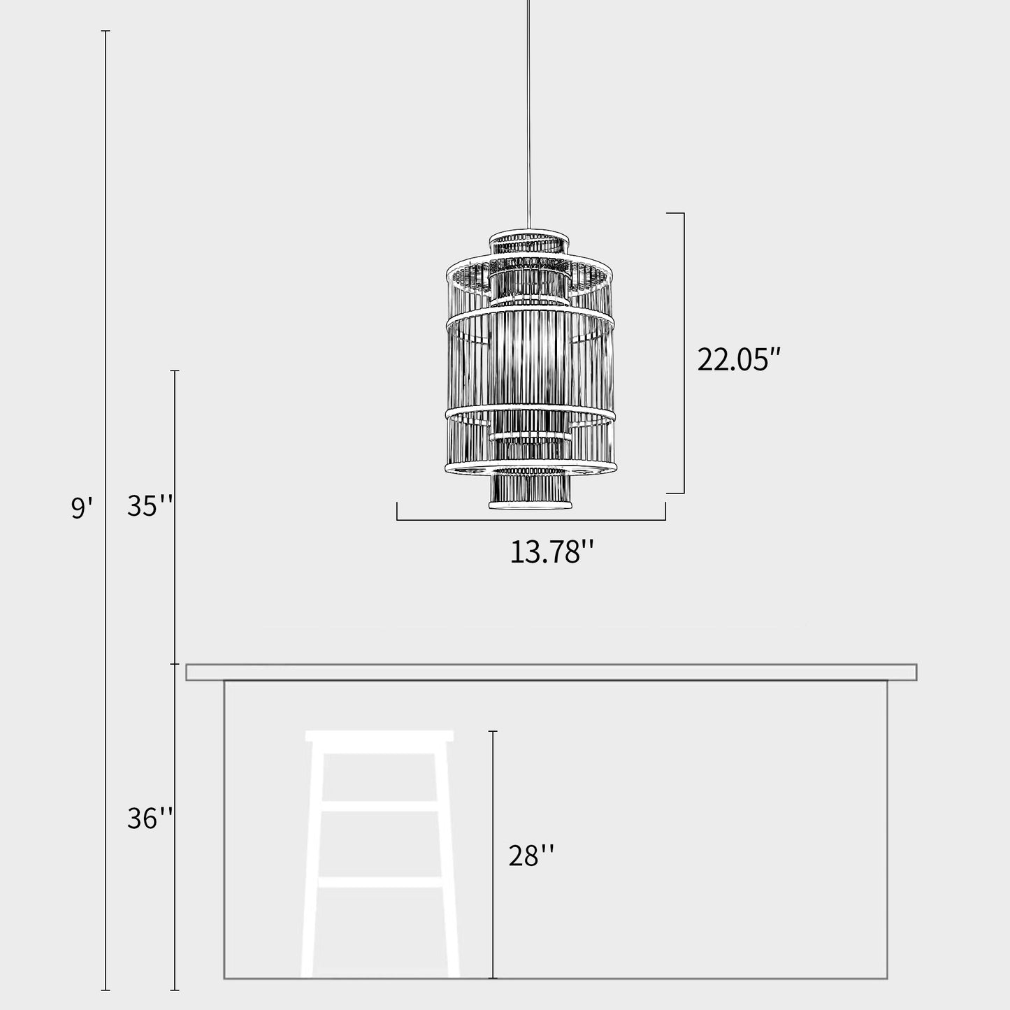 Hand-woven Rattan Chandelier-D