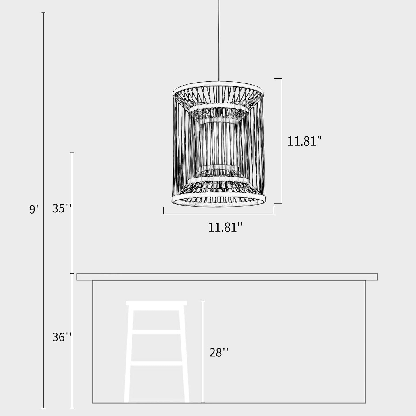 Hand-woven Rattan Chandelier-E