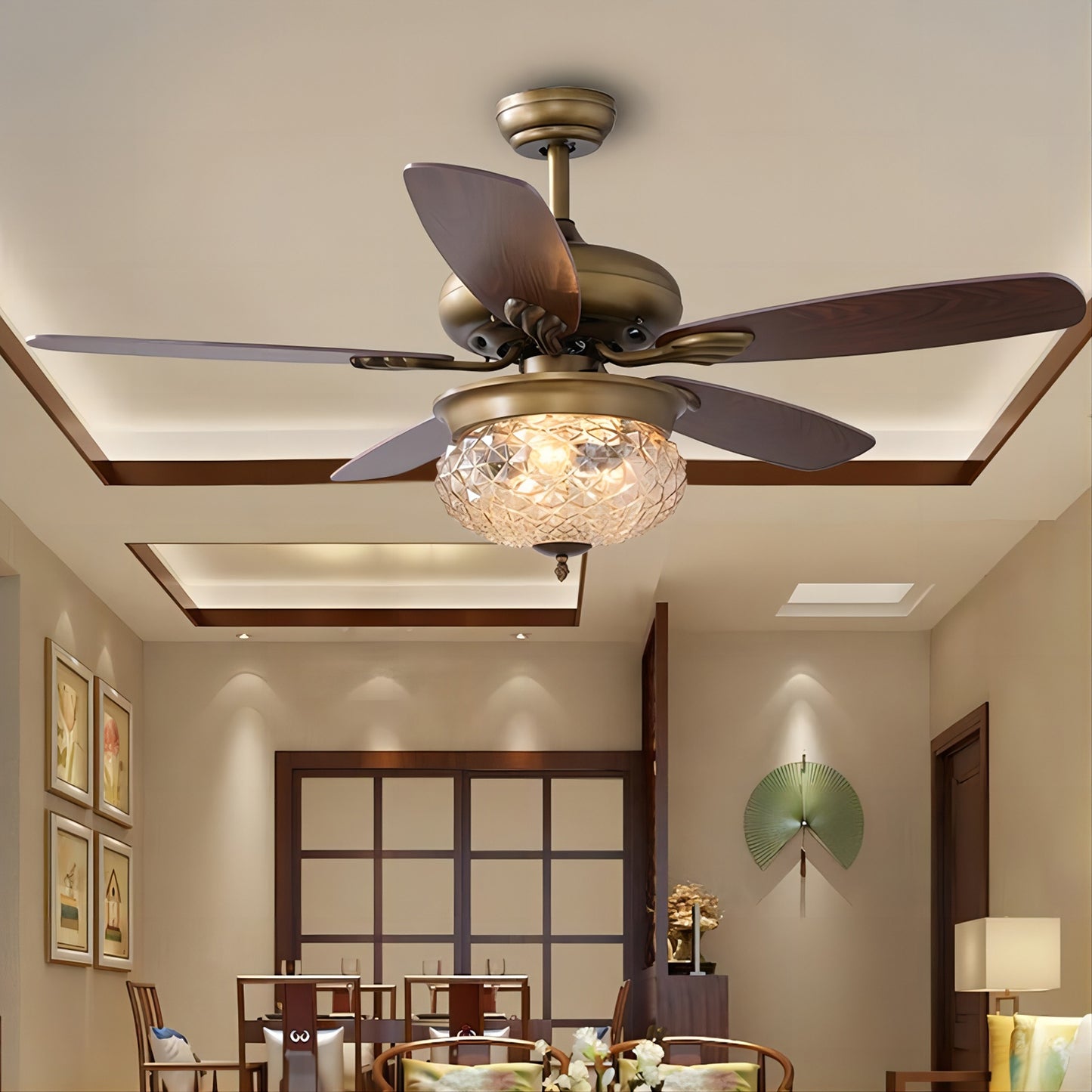 Bronze Crystal Ceiling Fan-A