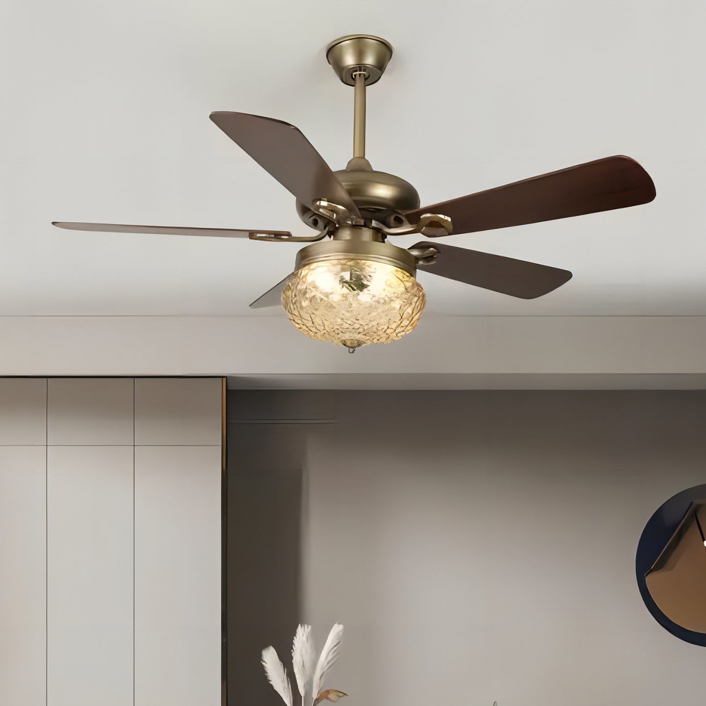 Bronze Crystal Ceiling Fan-A