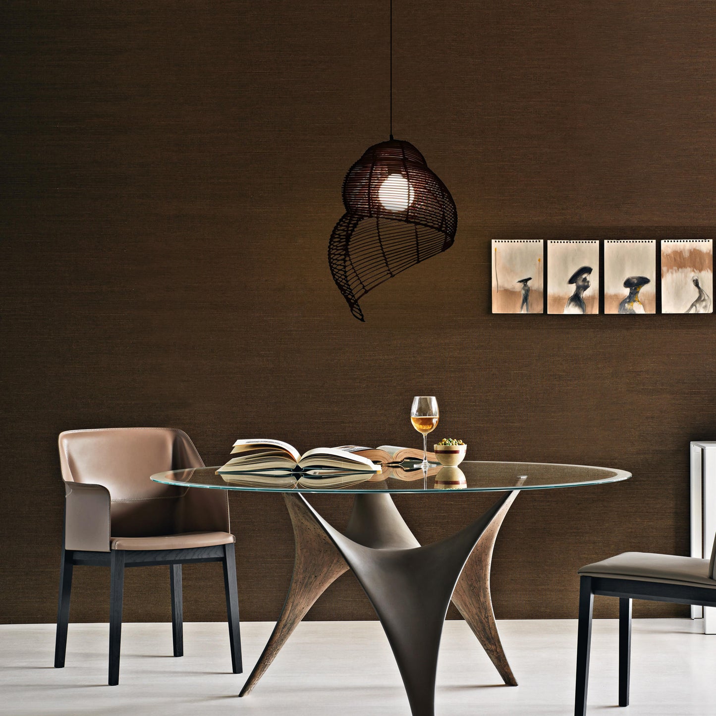 Conch-Shaped Wicker Pendant Lamp