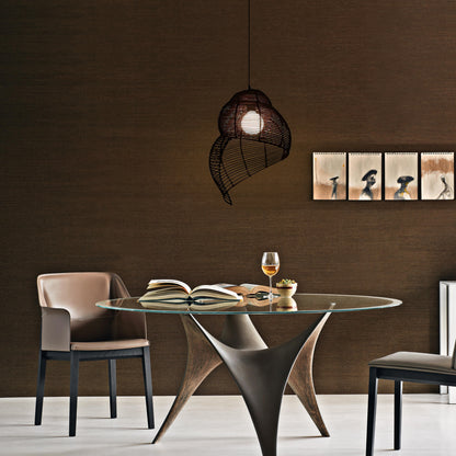 Conch-Shaped Wicker Pendant Lamp