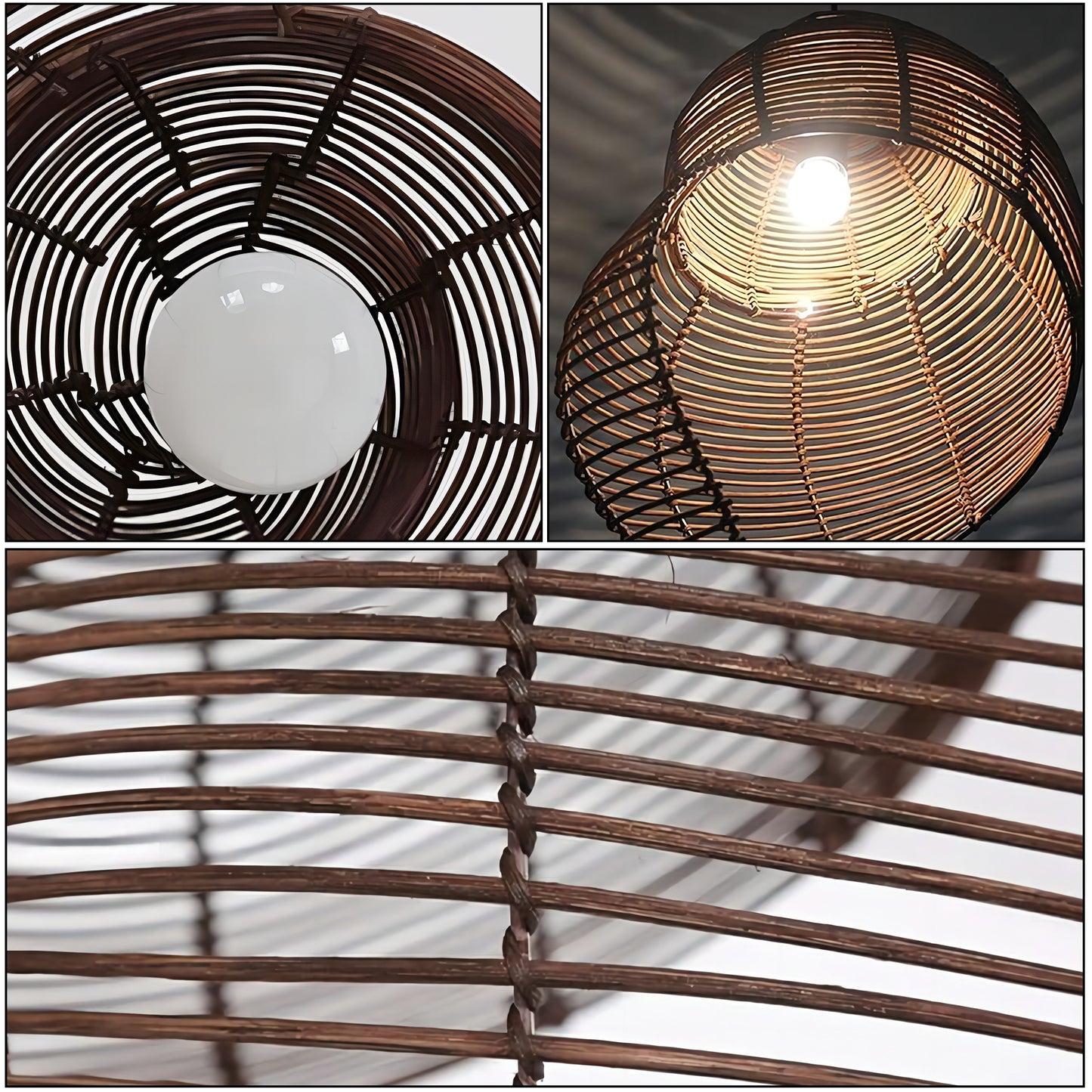 Conch-Shaped Wicker Pendant Lamp