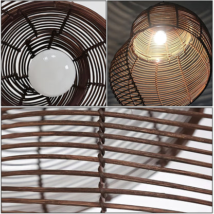 Conch-Shaped Wicker Pendant Lamp