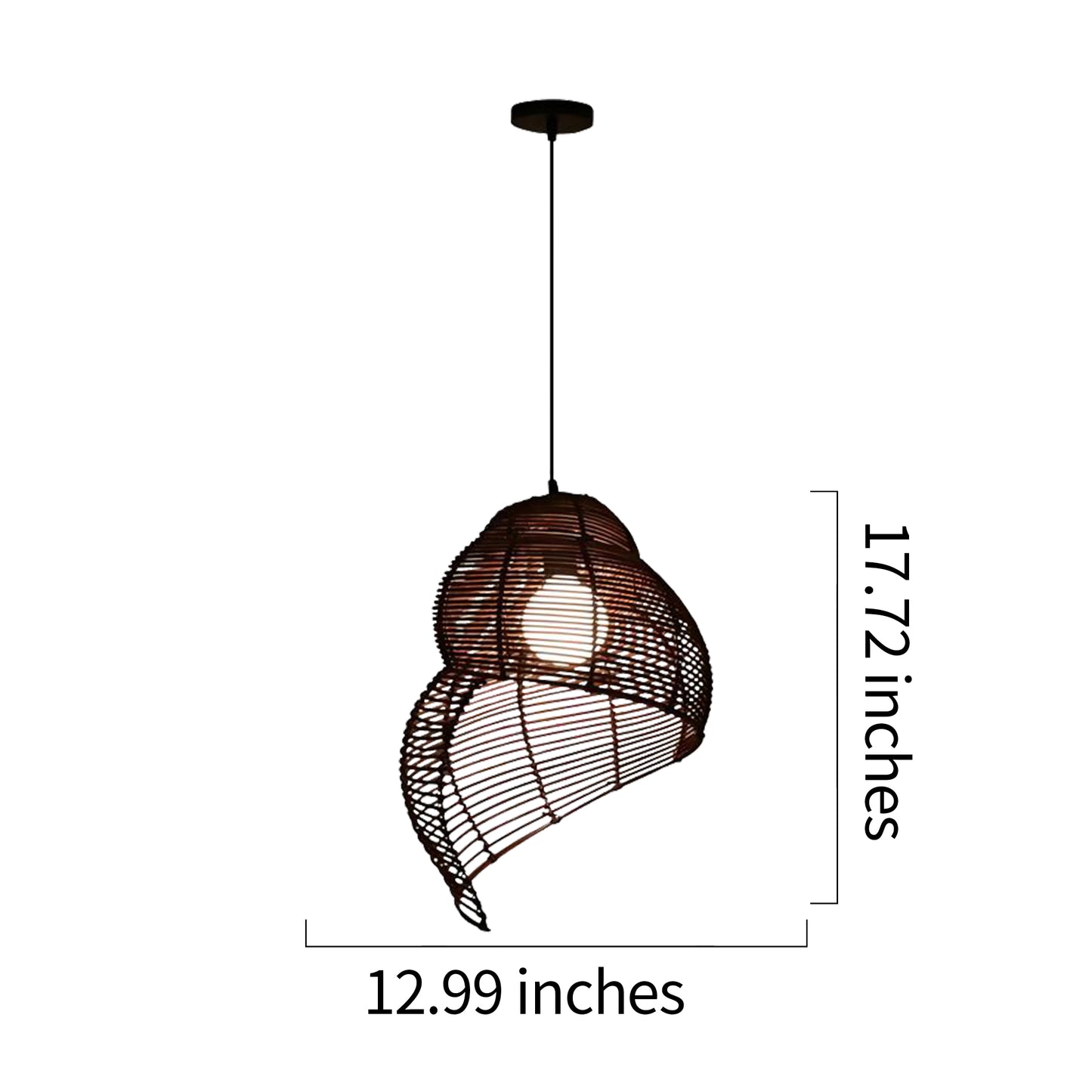 Conch-Shaped Wicker Pendant Lamp
