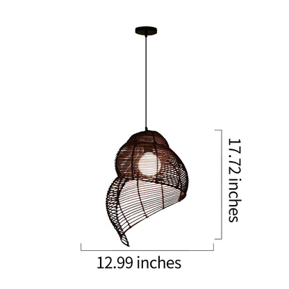 Conch-Shaped Wicker Pendant Lamp